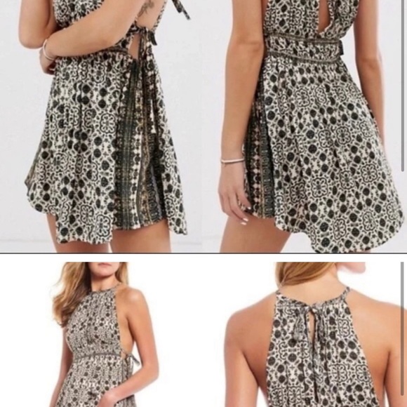 Free People Black and Cream Floral Tunic - Picture 3 of 3